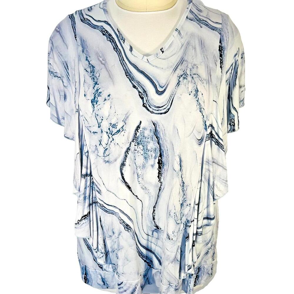 Ulla Popken Blouse Women 26 White Print Knit